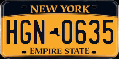 NY license plate HGN0635