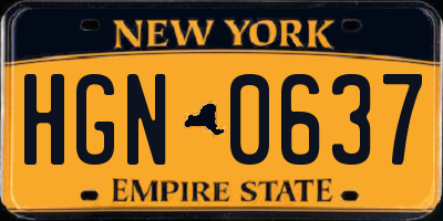 NY license plate HGN0637