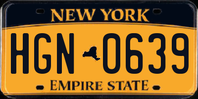 NY license plate HGN0639