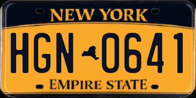 NY license plate HGN0641