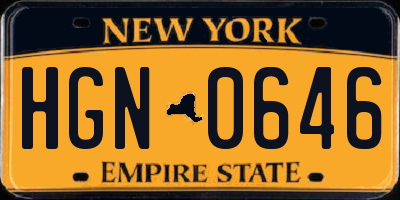 NY license plate HGN0646