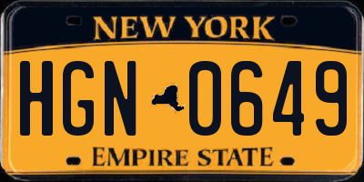 NY license plate HGN0649