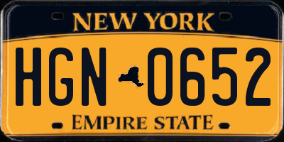 NY license plate HGN0652