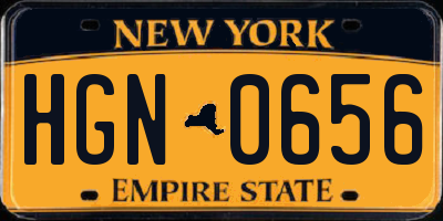 NY license plate HGN0656