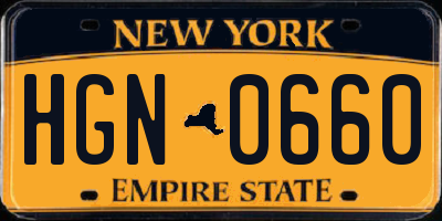 NY license plate HGN0660