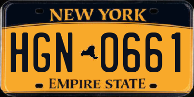 NY license plate HGN0661