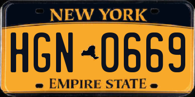 NY license plate HGN0669