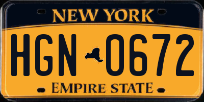 NY license plate HGN0672