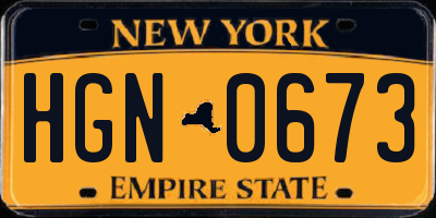 NY license plate HGN0673