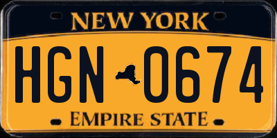 NY license plate HGN0674