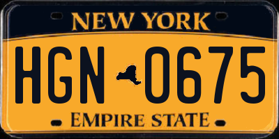 NY license plate HGN0675