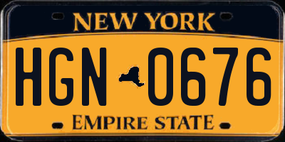 NY license plate HGN0676