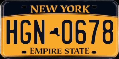 NY license plate HGN0678