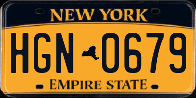 NY license plate HGN0679