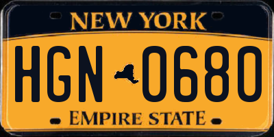 NY license plate HGN0680