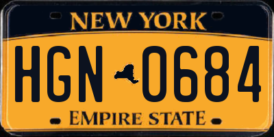 NY license plate HGN0684