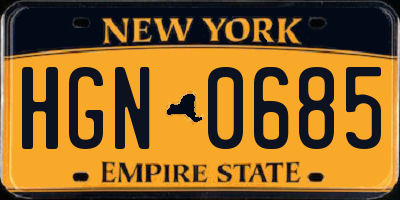 NY license plate HGN0685