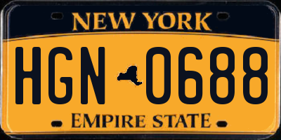 NY license plate HGN0688