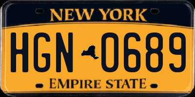 NY license plate HGN0689