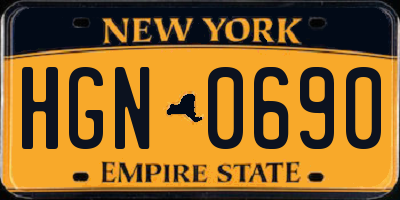 NY license plate HGN0690