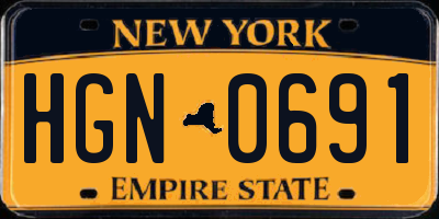 NY license plate HGN0691