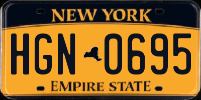 NY license plate HGN0695