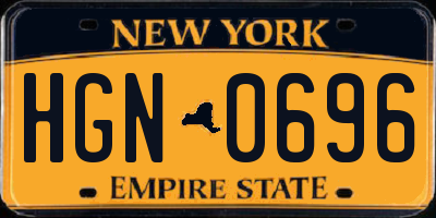 NY license plate HGN0696