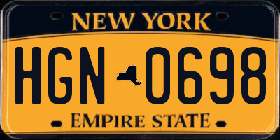 NY license plate HGN0698