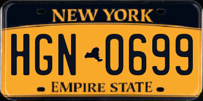 NY license plate HGN0699