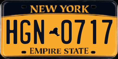 NY license plate HGN0717