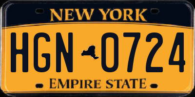 NY license plate HGN0724