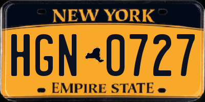 NY license plate HGN0727