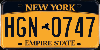 NY license plate HGN0747