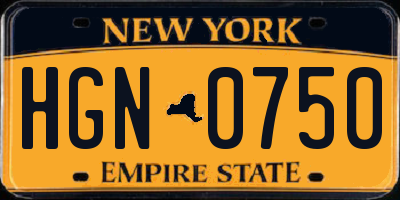 NY license plate HGN0750