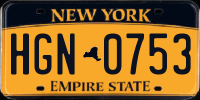 NY license plate HGN0753