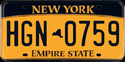NY license plate HGN0759