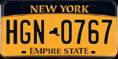 NY license plate HGN0767