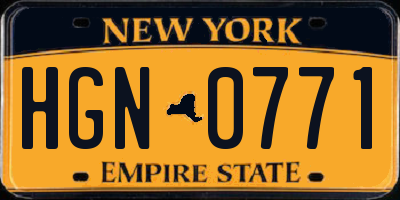 NY license plate HGN0771