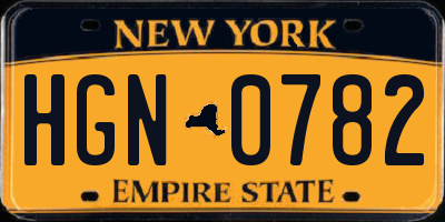 NY license plate HGN0782