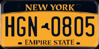 NY license plate HGN0805