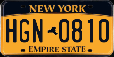 NY license plate HGN0810
