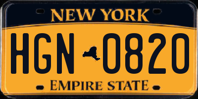 NY license plate HGN0820