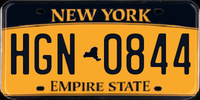 NY license plate HGN0844