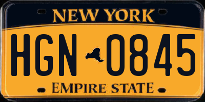 NY license plate HGN0845