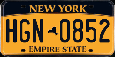 NY license plate HGN0852