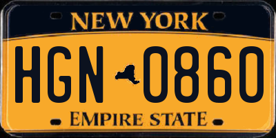 NY license plate HGN0860