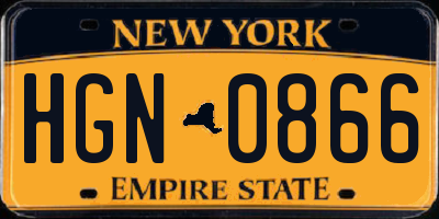 NY license plate HGN0866