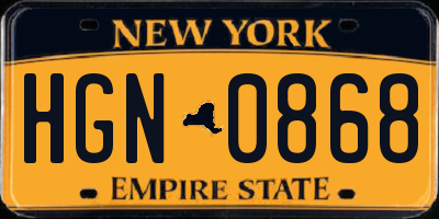 NY license plate HGN0868