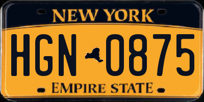 NY license plate HGN0875