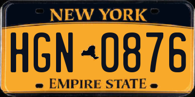 NY license plate HGN0876